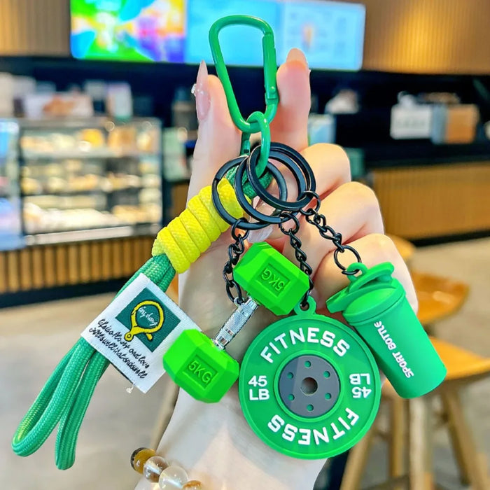 Barbell Charm Gym Keychain