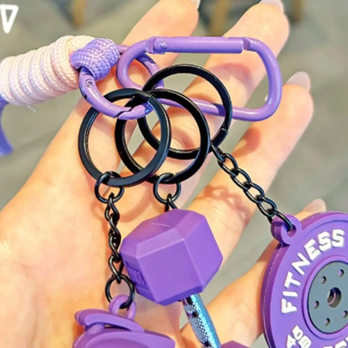 Barbell Charm Gym Keychain