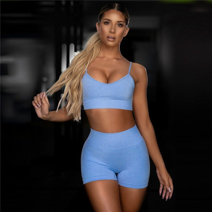 PastelMotion Sports Bra & Shorts Gym Set - Flamin' Fitness