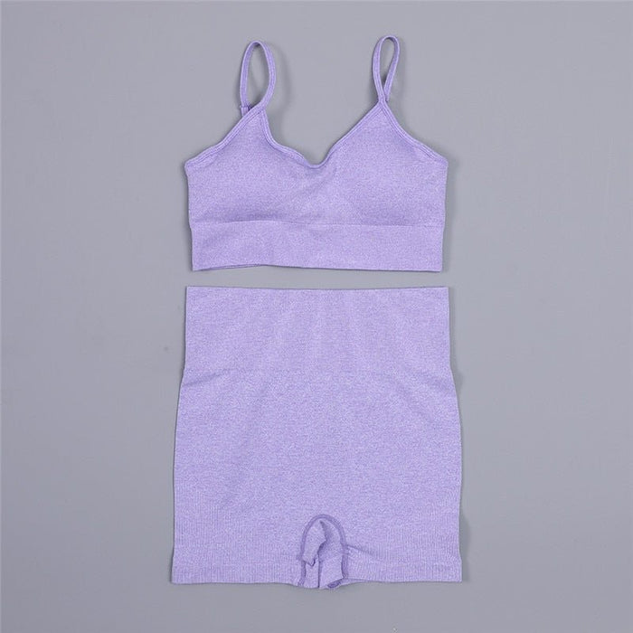 PastelMotion Sports Bra & Shorts Gym Set - Flamin' Fitness